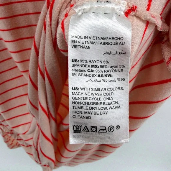 Soma Essential Tee Women's Pink Red Stripe Dolman Sleeve Hi Low Top Large Cozy - Picture 5 of 6